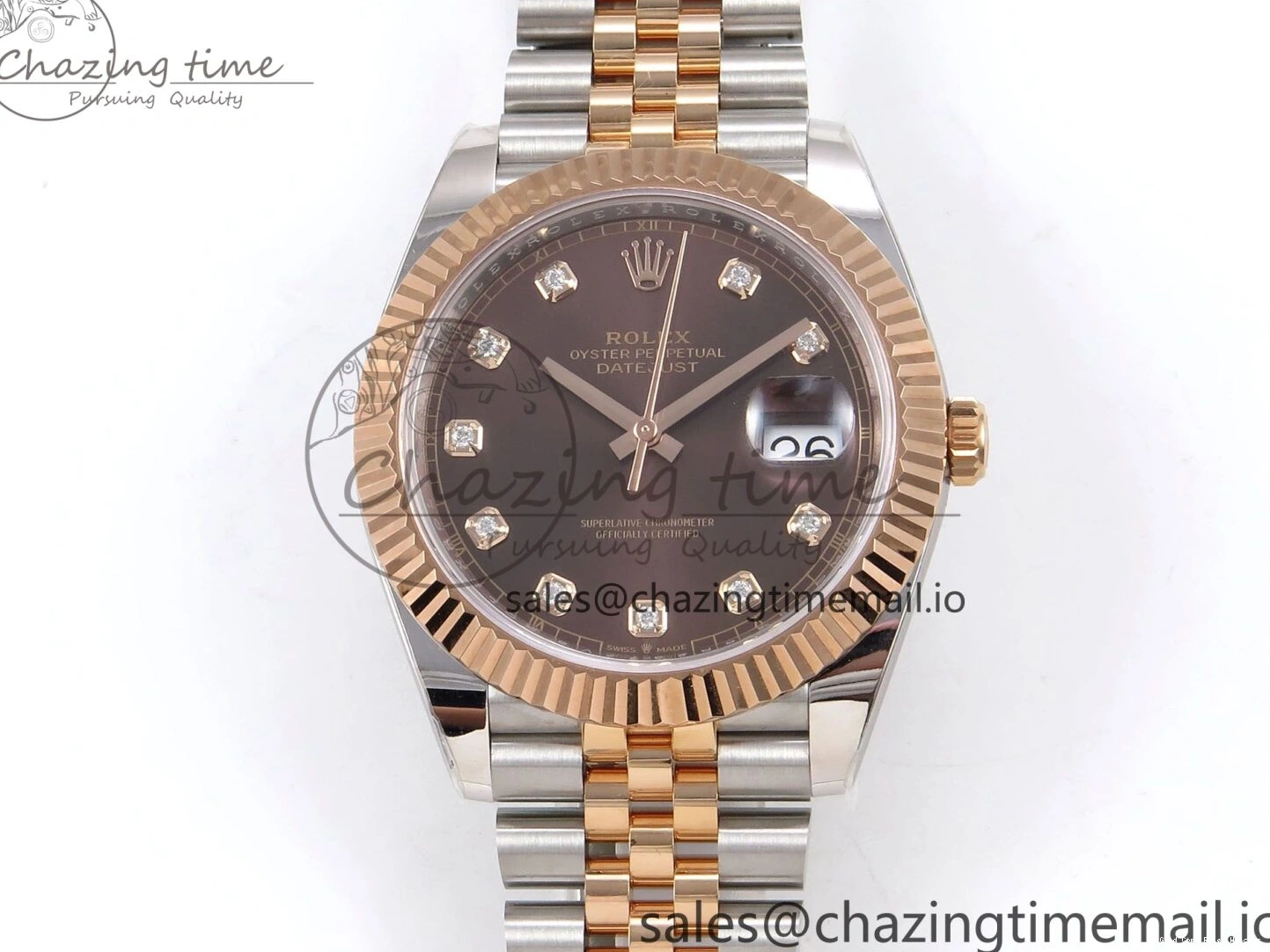 Good Copy Rolex Watches SH3235（Gain ARF Edition 126331 SS Brown DateJust Bracelet 1111 on RG Jubilee 1:1 41 Diamonds 904L Best Thermal Steel Weight） Dial 1230